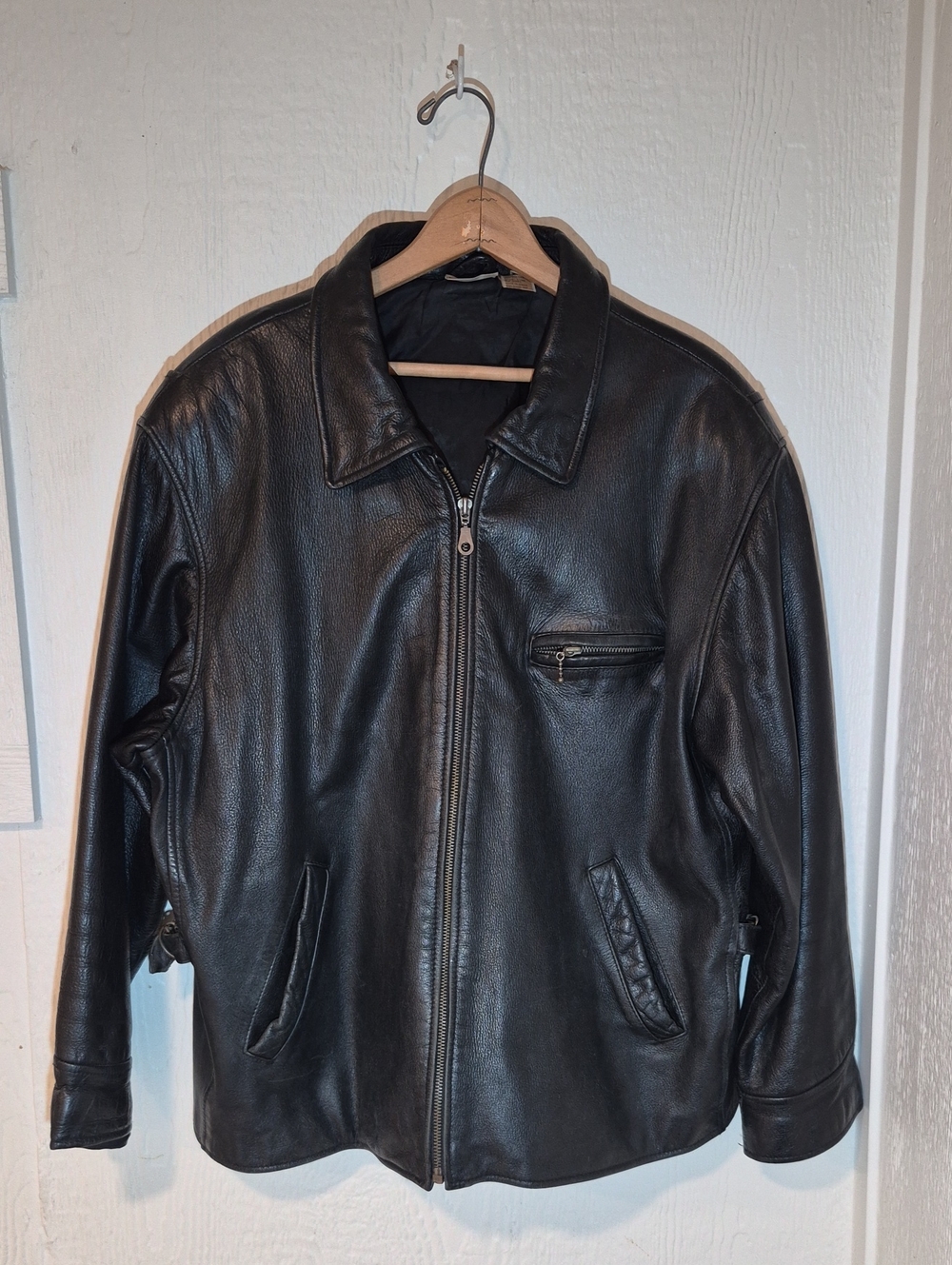 Newport News Black Leather Bomber Jacket